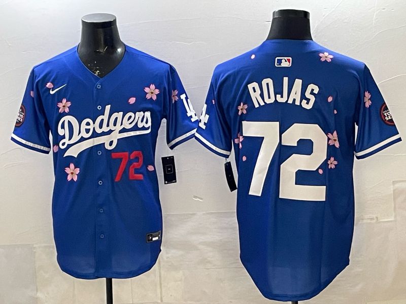 Men Los Angeles Dodgers #72 Rojas Blue Sakura Edition 2025 Nike MLB Jersey style 05->los angeles dodgers->MLB Jersey